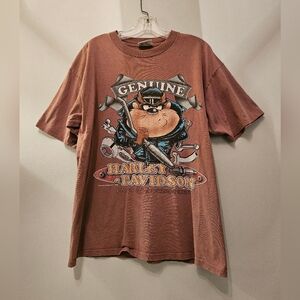 Vintage 1996 Warner Bros X Harley Davidson Parts & Accessories Graphic T-shirt